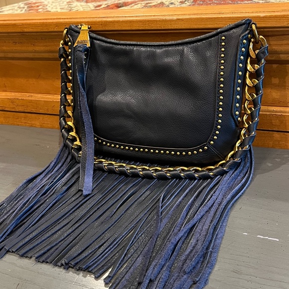 *SOLD* Aimee Kestenberg Take Me Out Fringe Crossbody Shoulder Bag - Deep Indigo - Picture 3 of 16